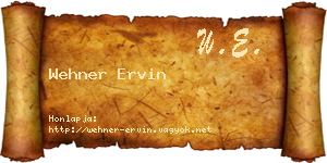 Wehner Ervin névjegykártya